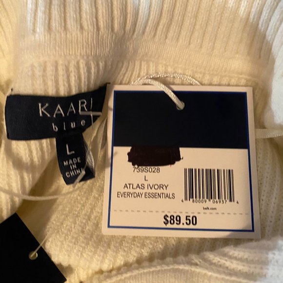 KAARI blue Womens TURTLE NECK SWEATER Sz L  ATLAS IVORY  Everyday Essentials NWT - Picture 3 of 5